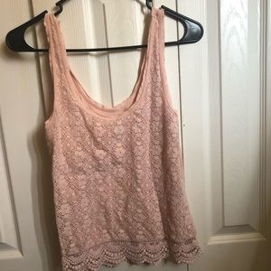 Pink floral lace tank top
